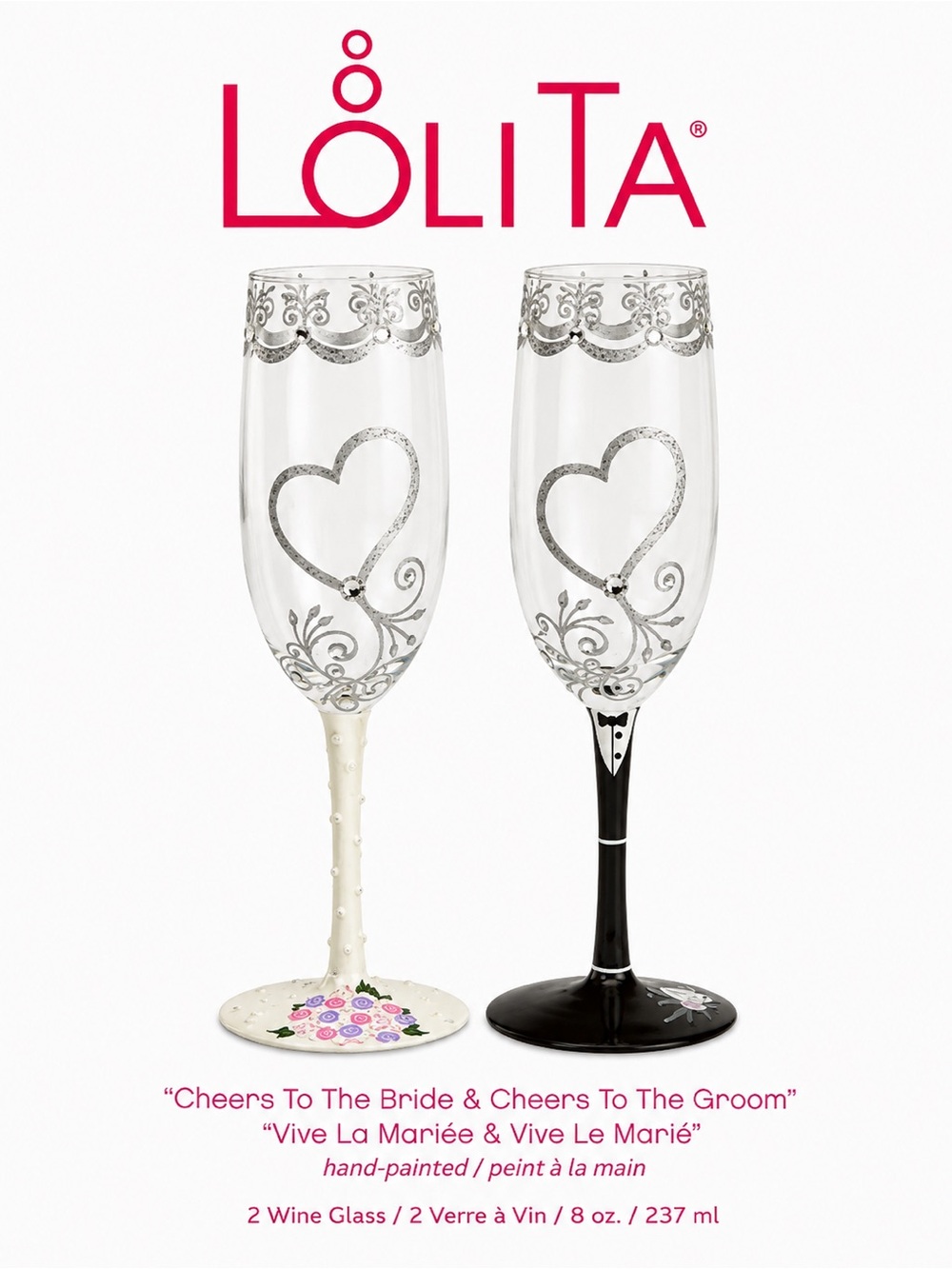 LOLITA “Wedding Toast” set of two Champagne Glasses
